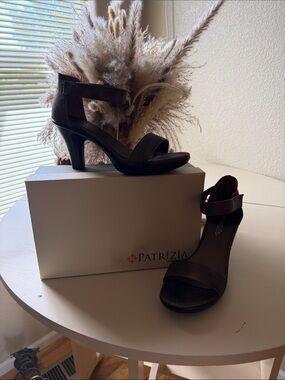 Patrizia Brown Ankle-Strap Block Heel Sandals